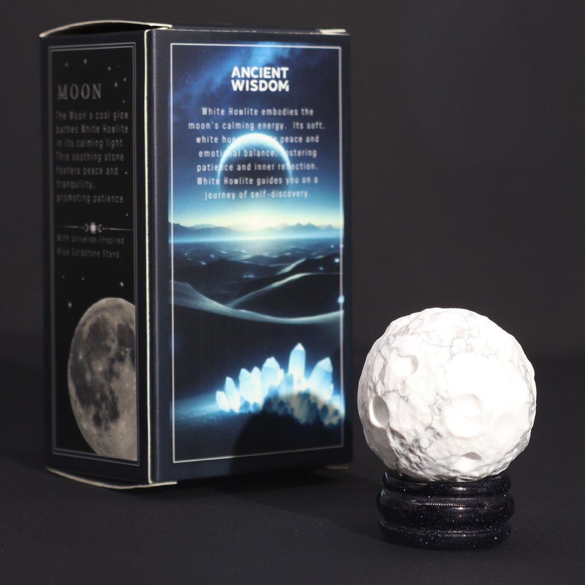 White Howlite Planet on Goldstone Stand - 40mm – view 5