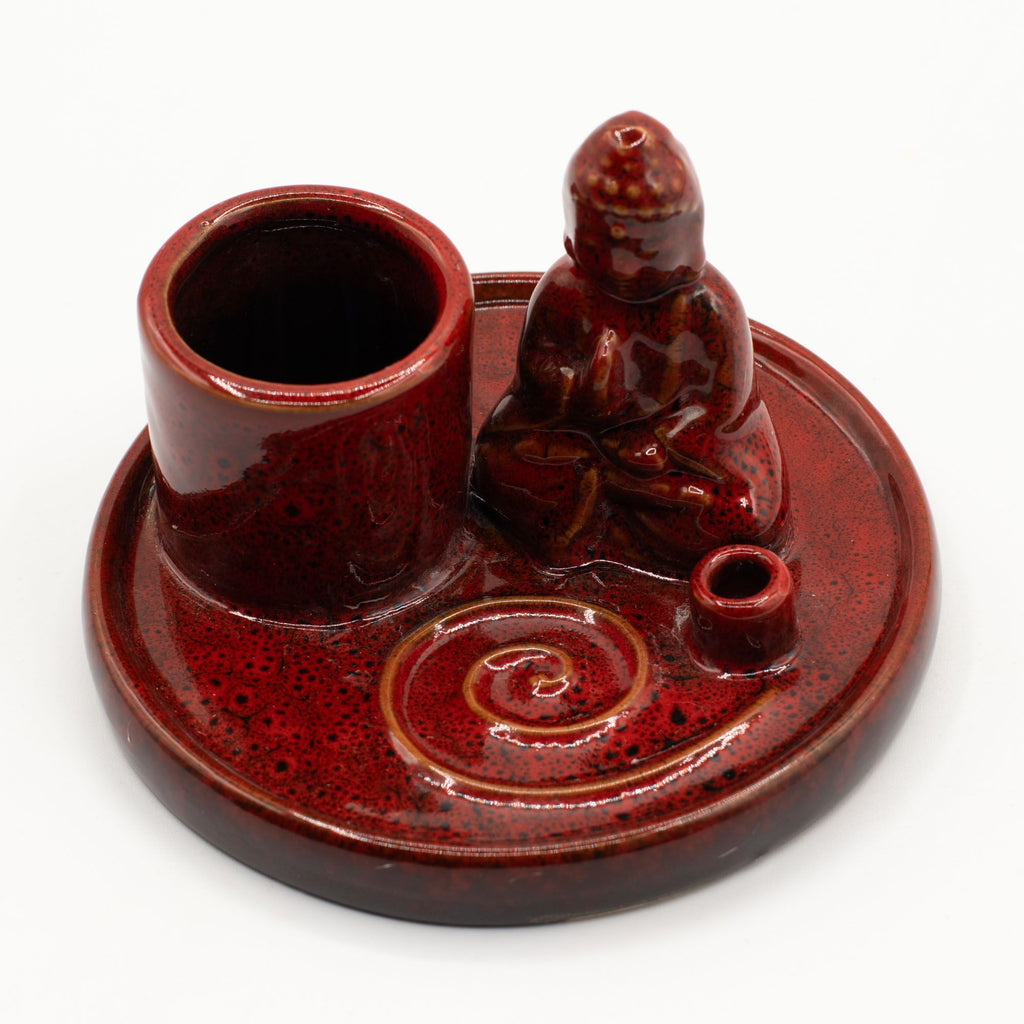 Ceramic Buddha Incense Plate - Soft Red – view 4