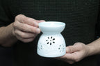 Classic White Oil Burner with Teal Well - Floral – view 2