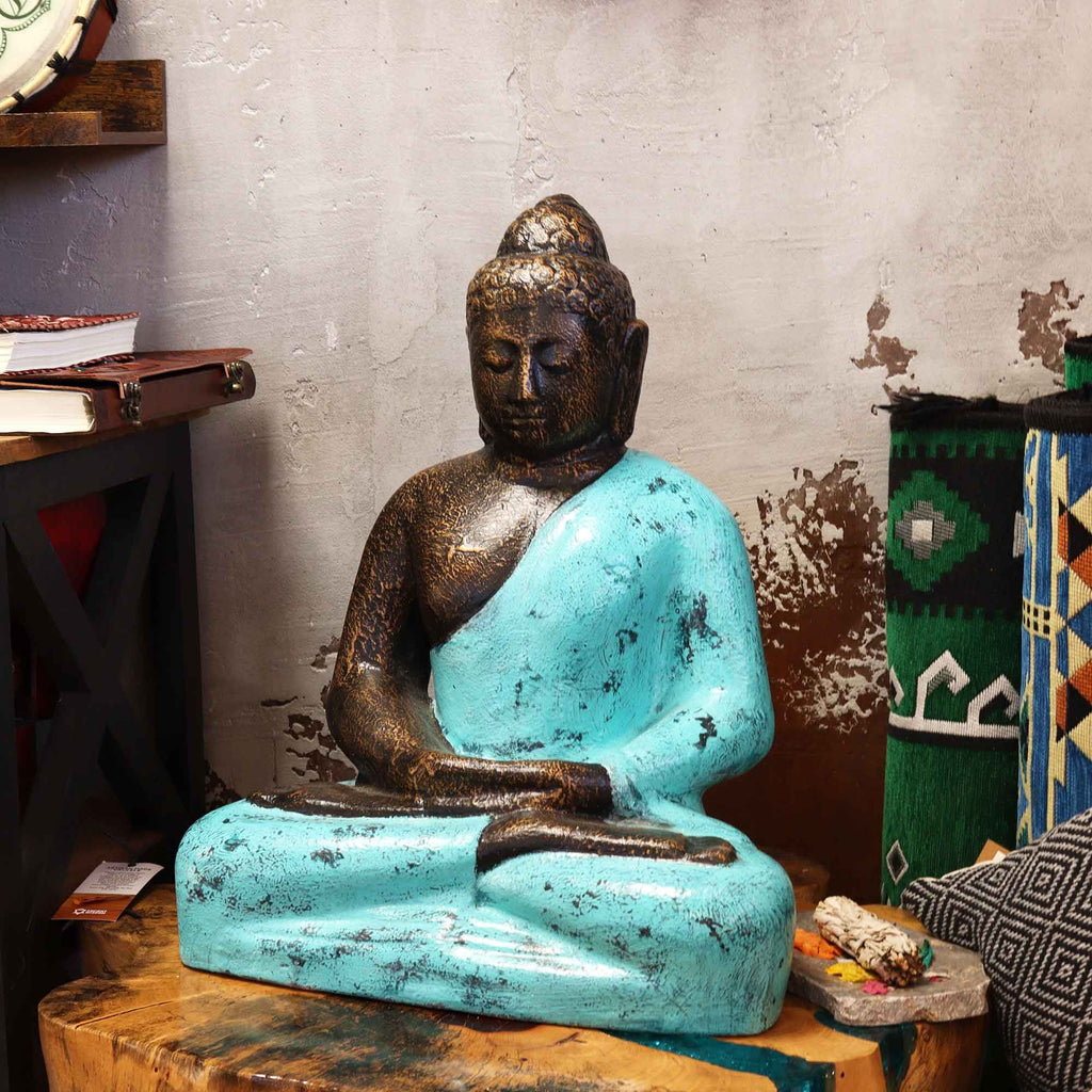 Turquoise and Stone Buddha Garden Statue - Medium, 0.5 m – view 2