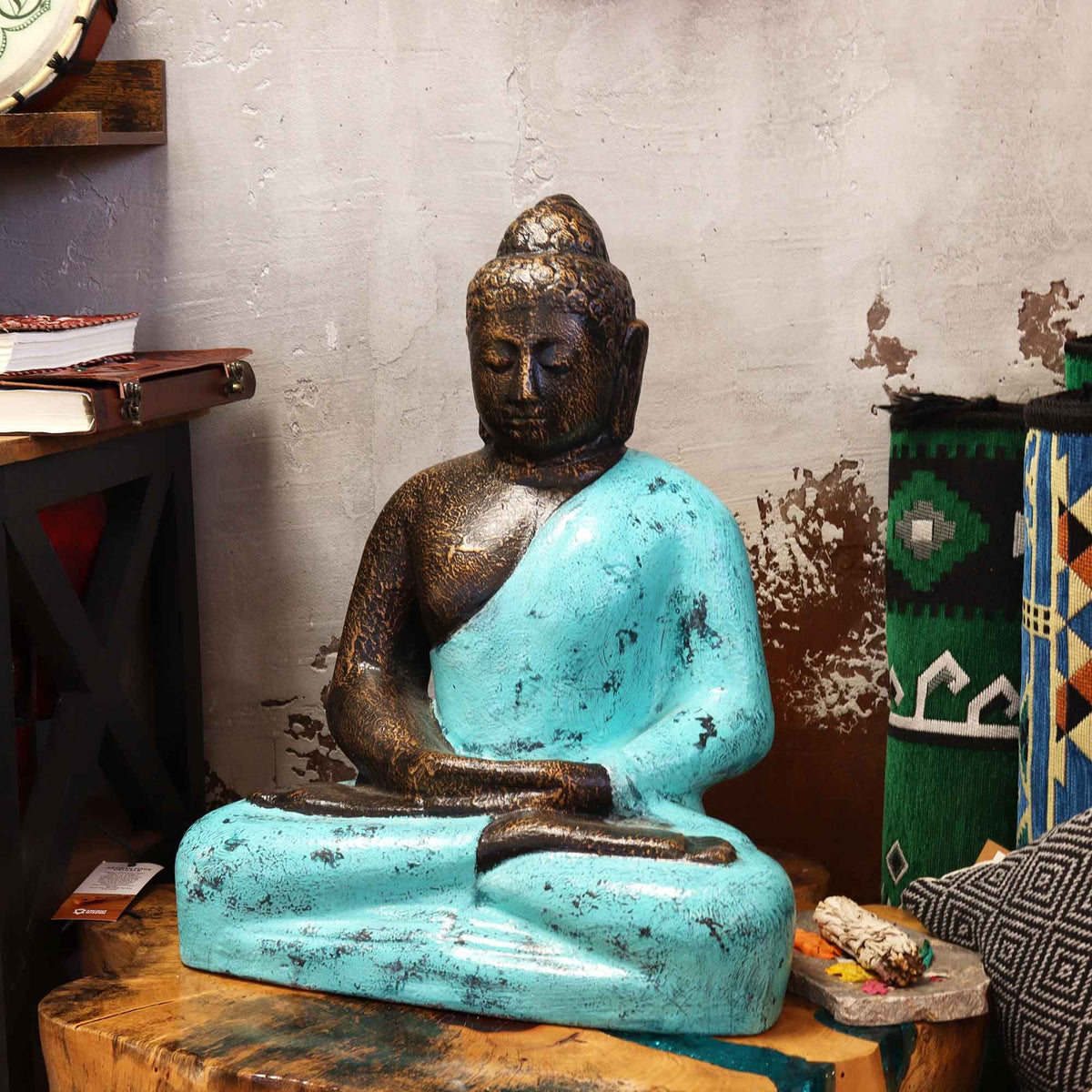 Turquoise and Stone Buddha Garden Statue - Medium, 0.5 m – view 2
