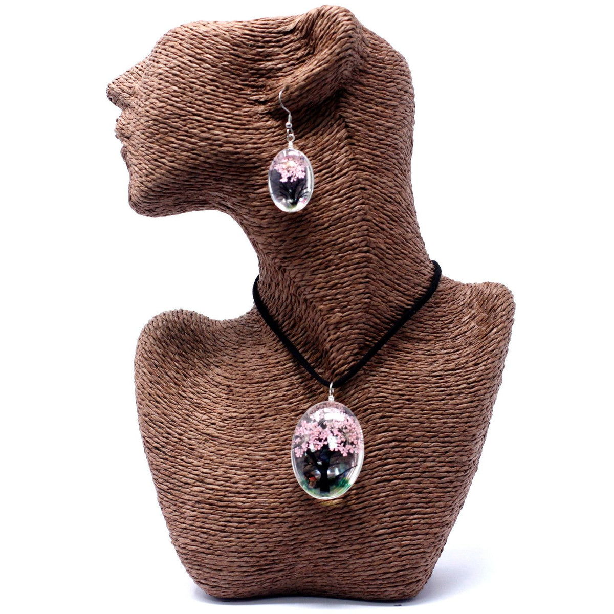 Tree of Life Pressed Flower Jewellery Set - Pink – view 4