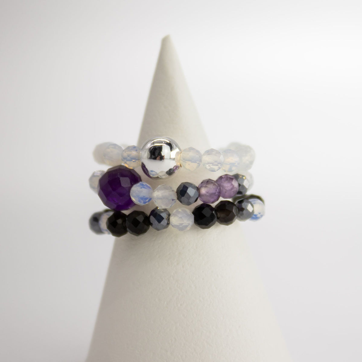 Nymph Gemstone Ring Set - Full Moon Moonstone & Amethyst – view 8
