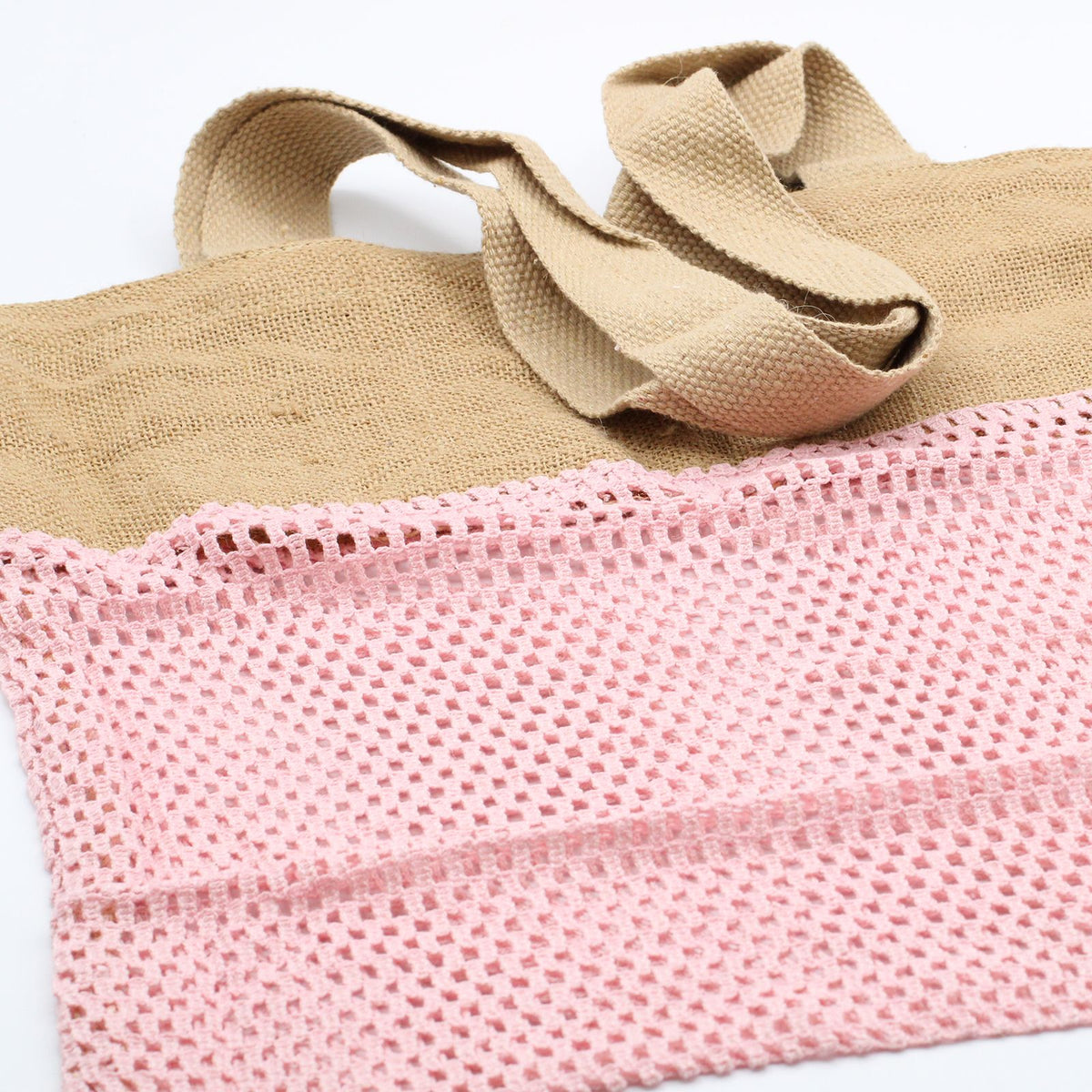 Cotton and Jute Mesh Shopping Bag, Rose