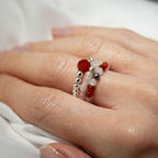 Nymph Gemstone Ring Set - Love & Flame Rose Quartz & Ruby – view 4