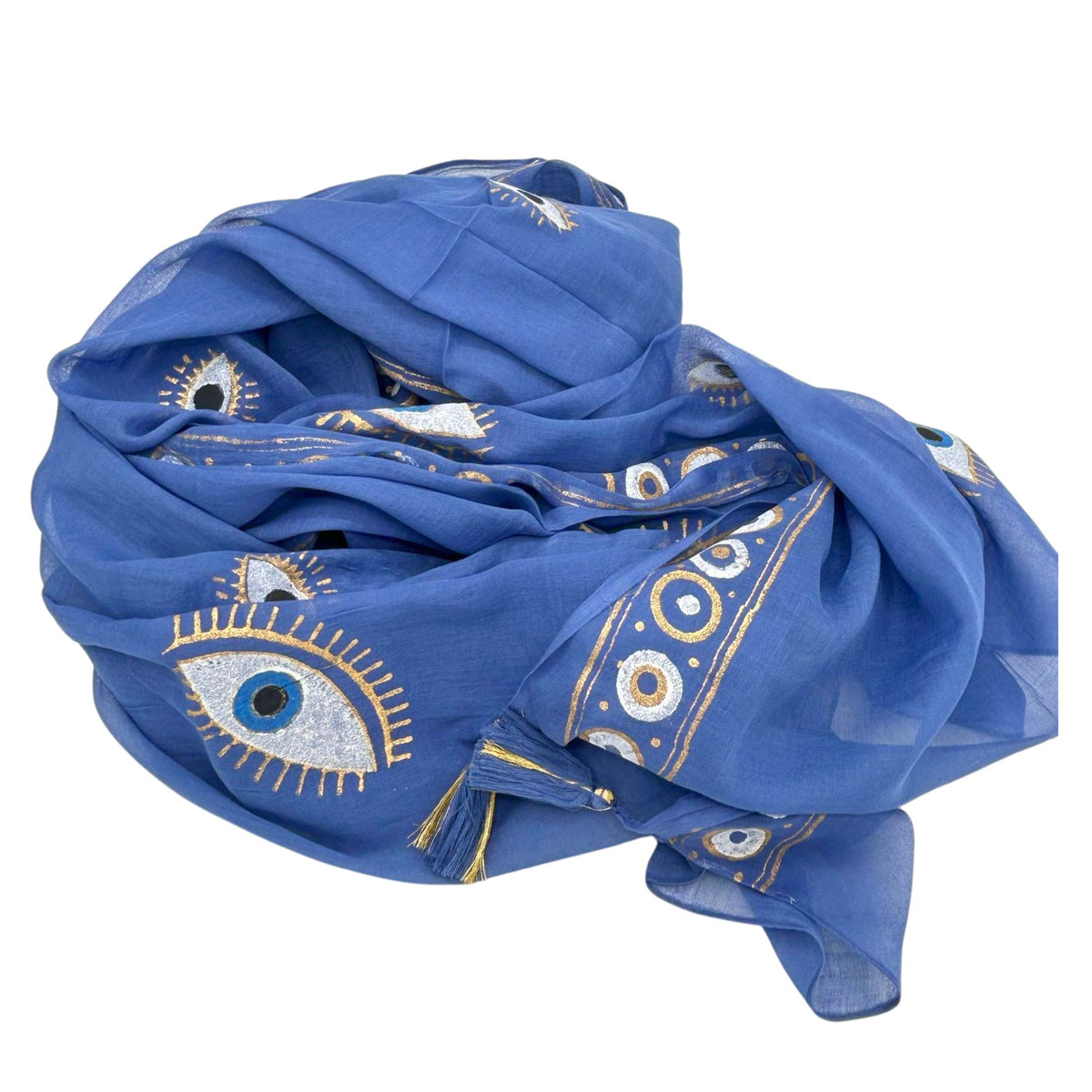 Nomad Sari Pareo in Rich Blue & Gold Evil Eye Design – view 6