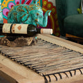 Water Hyacinth Table Runner - Black Tiger with Fringe, 150cm