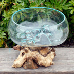 Molten Glass Open Large Bowl on Wood – view 2
