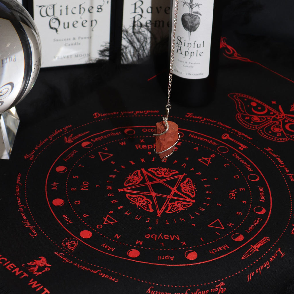 Ancient Witch Sun Face Pendulum Cloth - Black & Blood Red – view 2