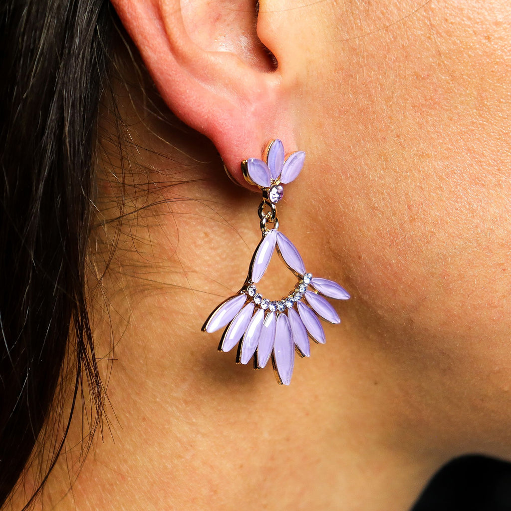 Nymph Lavender Long Drop Glass Earrings – view 4