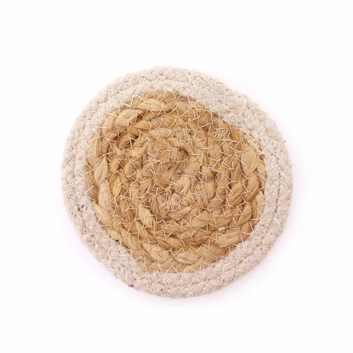 Jute & Cotton Coasters, Mixed Colours, Set of 6 – view 2