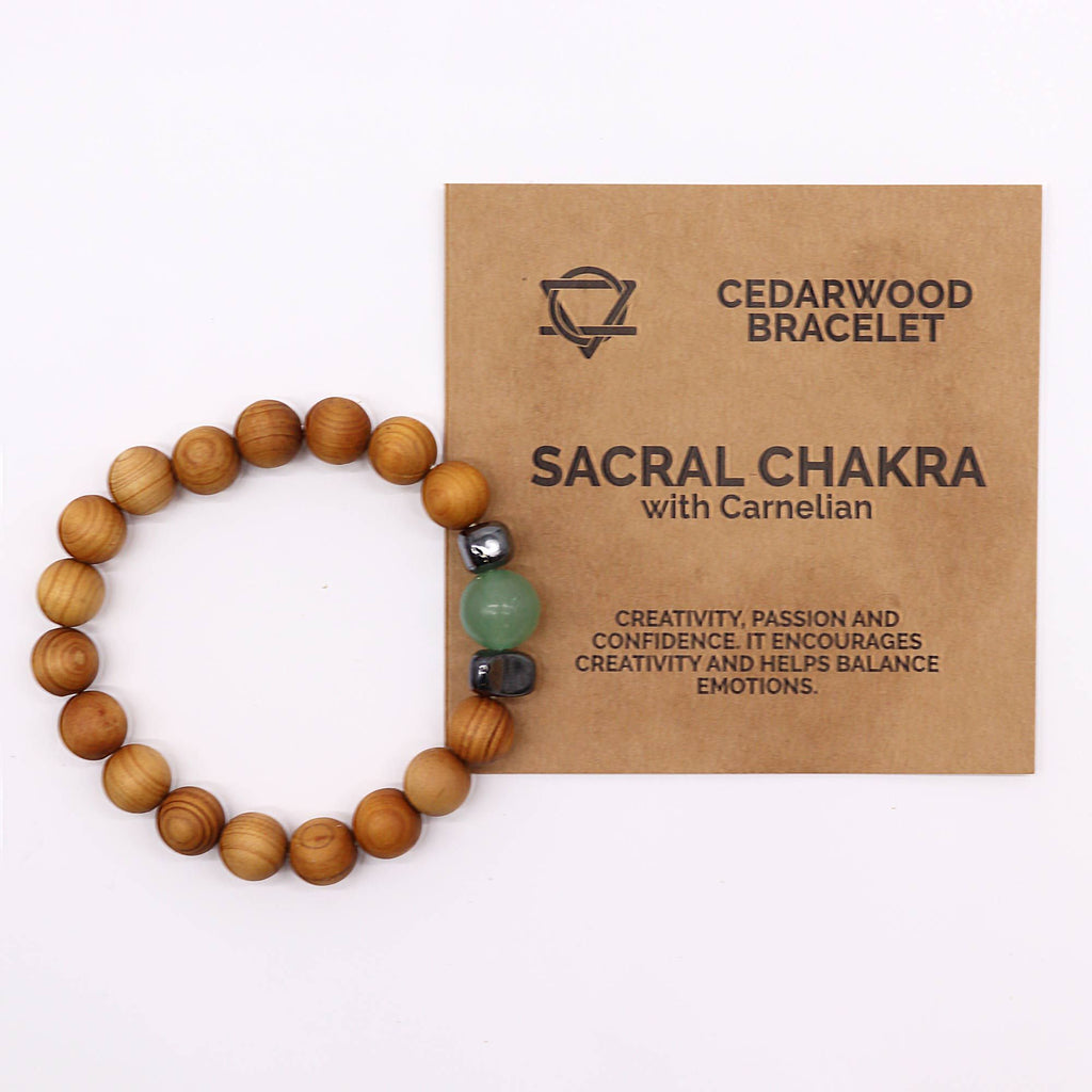 Cedarwood Sacral Chakra Bangle with Green Aventurine – view 4