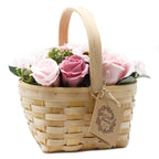 Large Soap Flower Bouquet in Wicker Basket - Pink – view 3