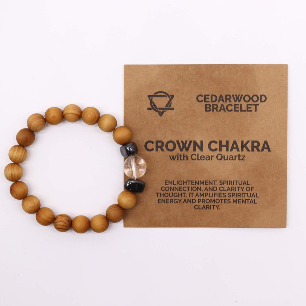 Cedarwood Crown Chakra Bangle with Clear Quartz – view 4
