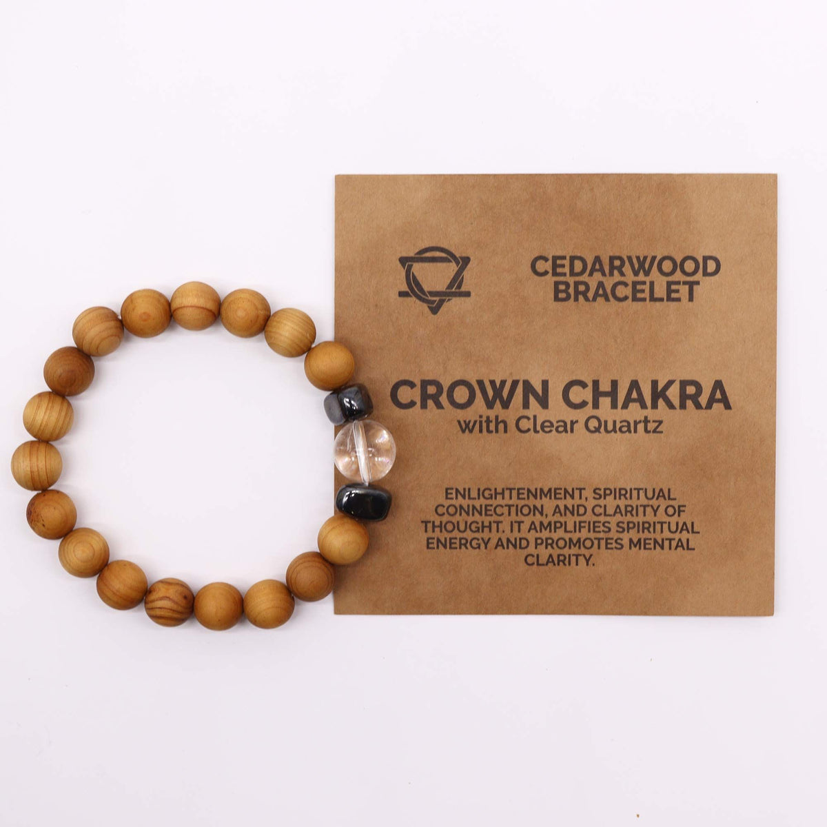 Cedarwood Crown Chakra Bangle with Clear Quartz – view 4