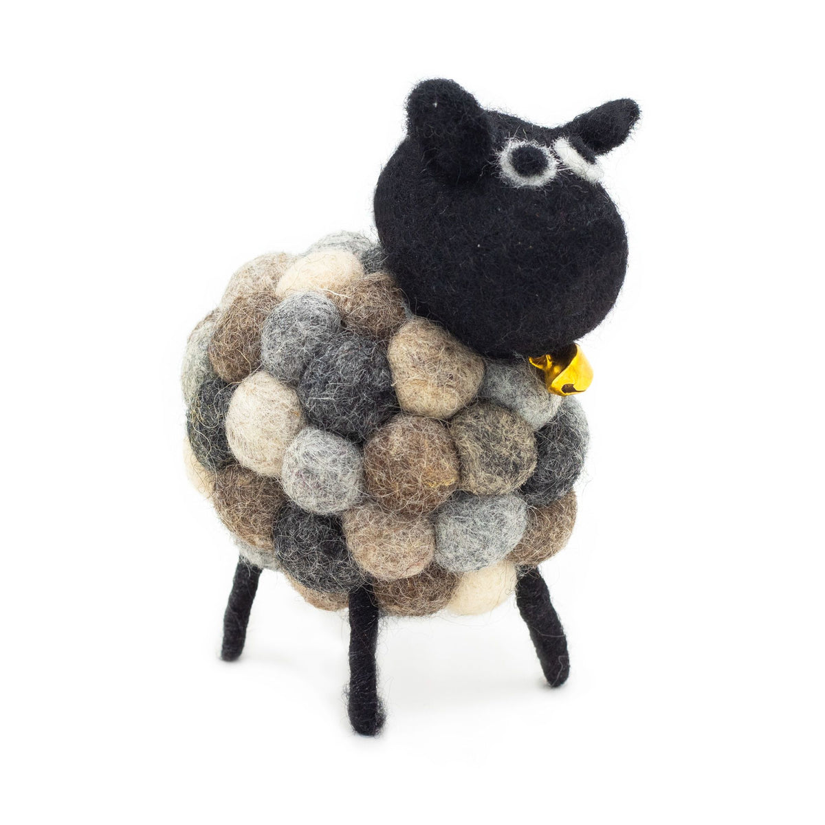 Little Felt Sheep Figure - Multi Greys, 12 x 8 cm