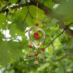 Brass Wind Chime with Ruby Glass Heart Beads, 6.5x24cm – view 3