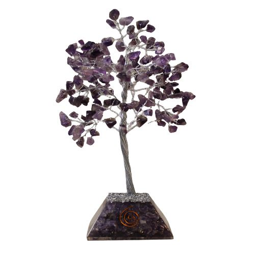 Amethyst Gemstone Tree with Orgonite Base - 160 Stones