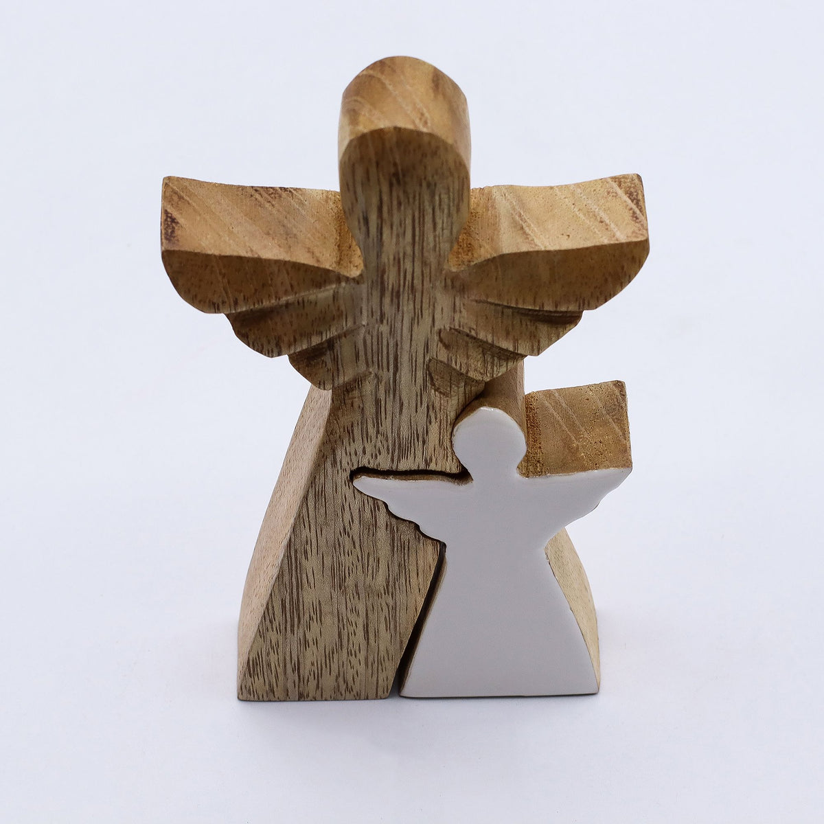 Mango Wood Angel in Angel, White Enamel, 15x2cm – view 6