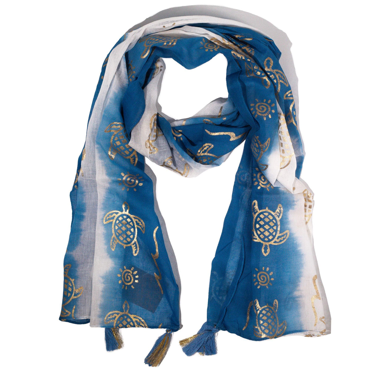Nomad Sari Turtle Print Summer Scarf - Sea Blue