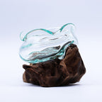 Molten Glass Wavy Bowl on Wood 18cm – view 4