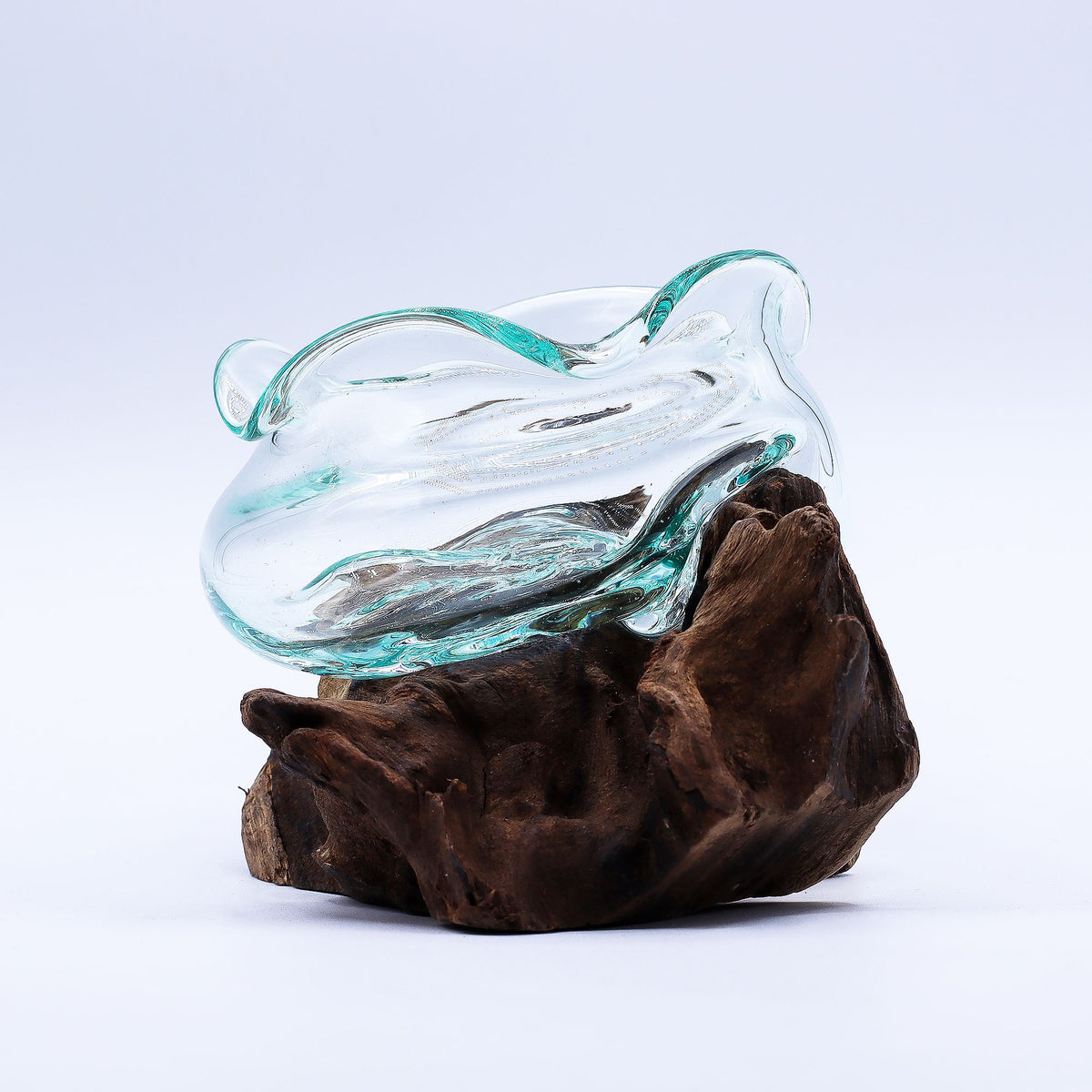 Molten Glass Wavy Bowl on Wood 18cm – view 4