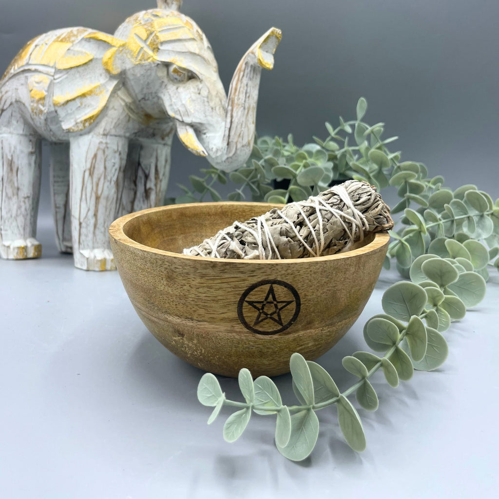 Wooden Ritual Offering Bowl - Pentagon - 14x7cm – view 2