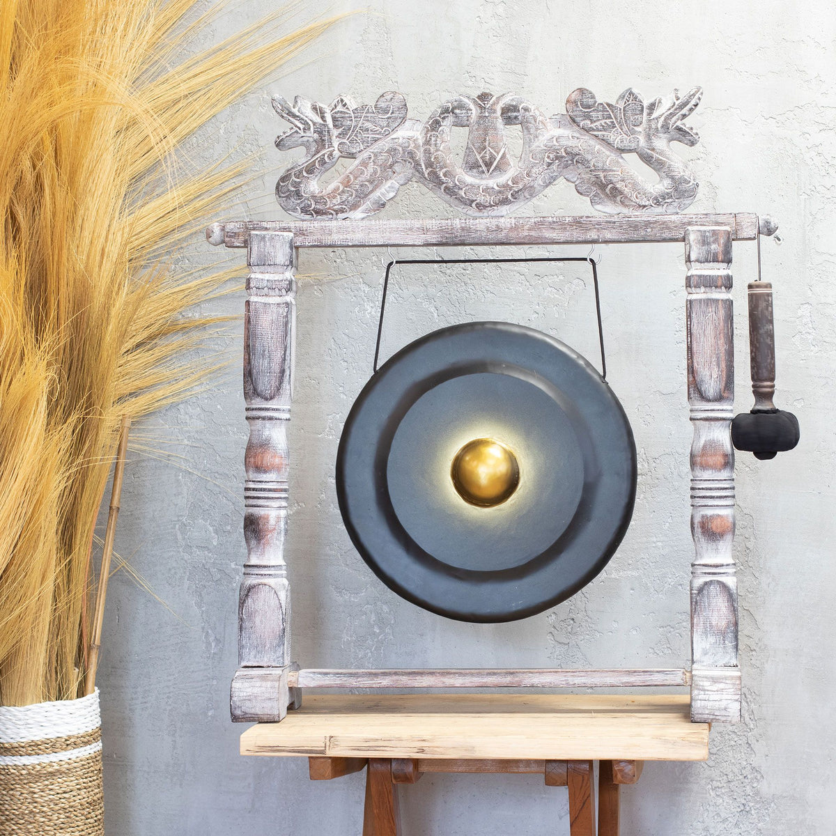 Medium Gong in Black Stand - 35cm