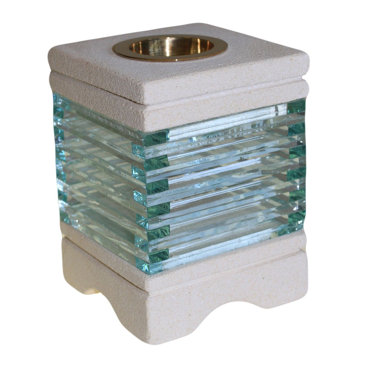 Sandstone Oil Burner - Square Glass Brick Design