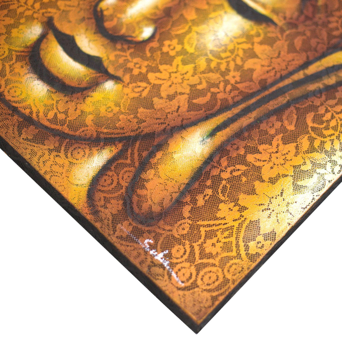 Buddha Painting, Gold Brocade Detail - 80 x 60cm