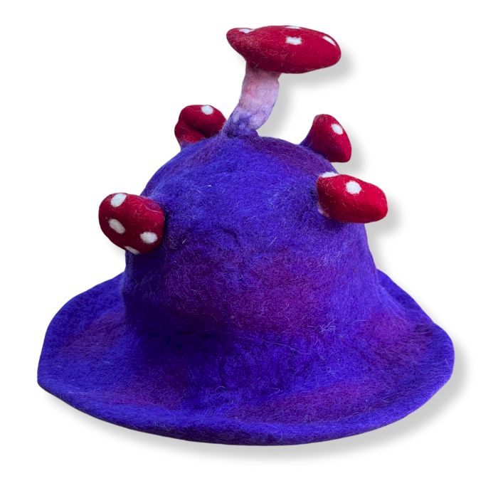 Felted Wool Mushroom Hat - Very Violet
