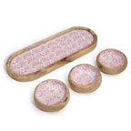 Mango Wood Tray with 3 Bowls - Floral Pattern – view 2