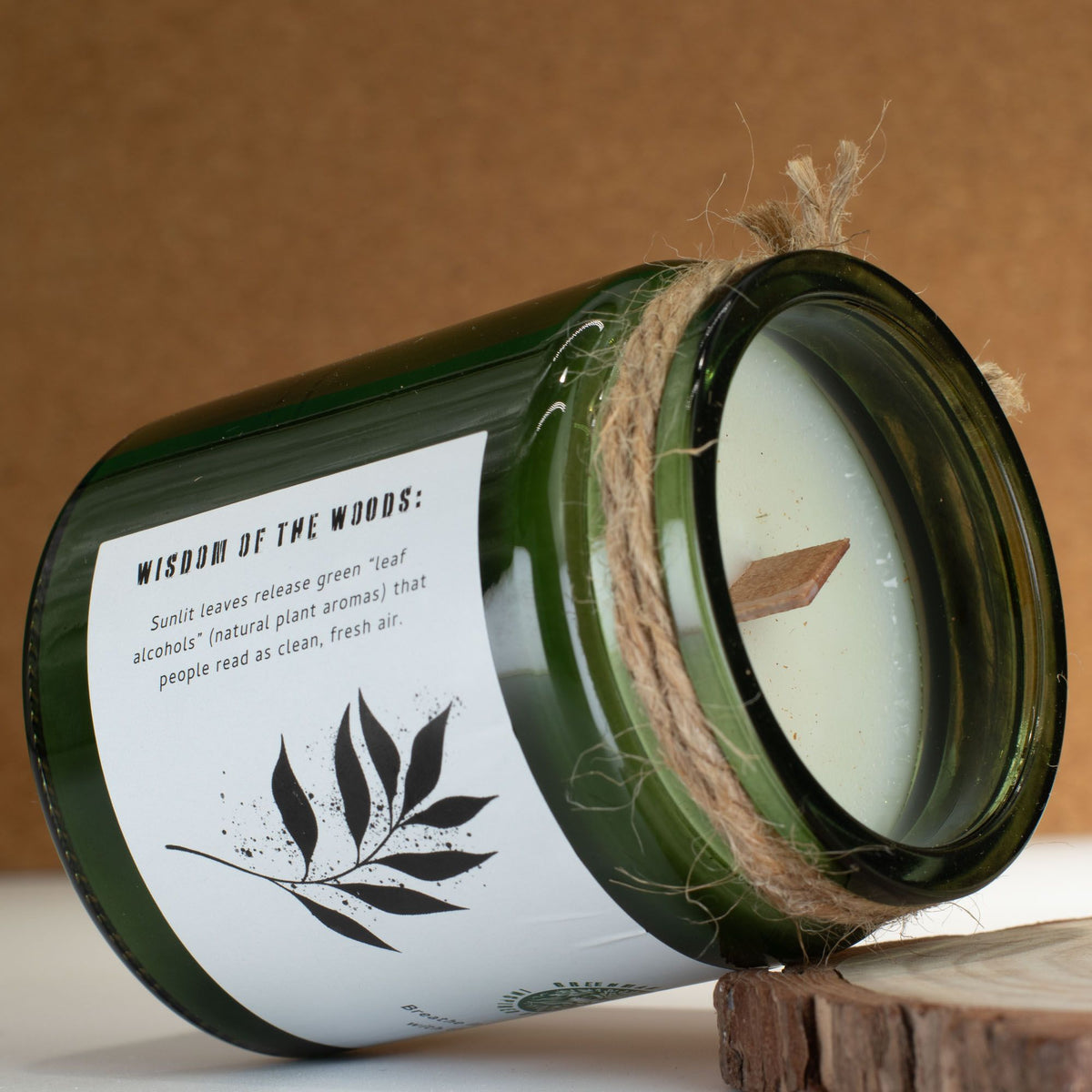 Greenman Woodwick Soy Candle - Leaves and Linen – view 3