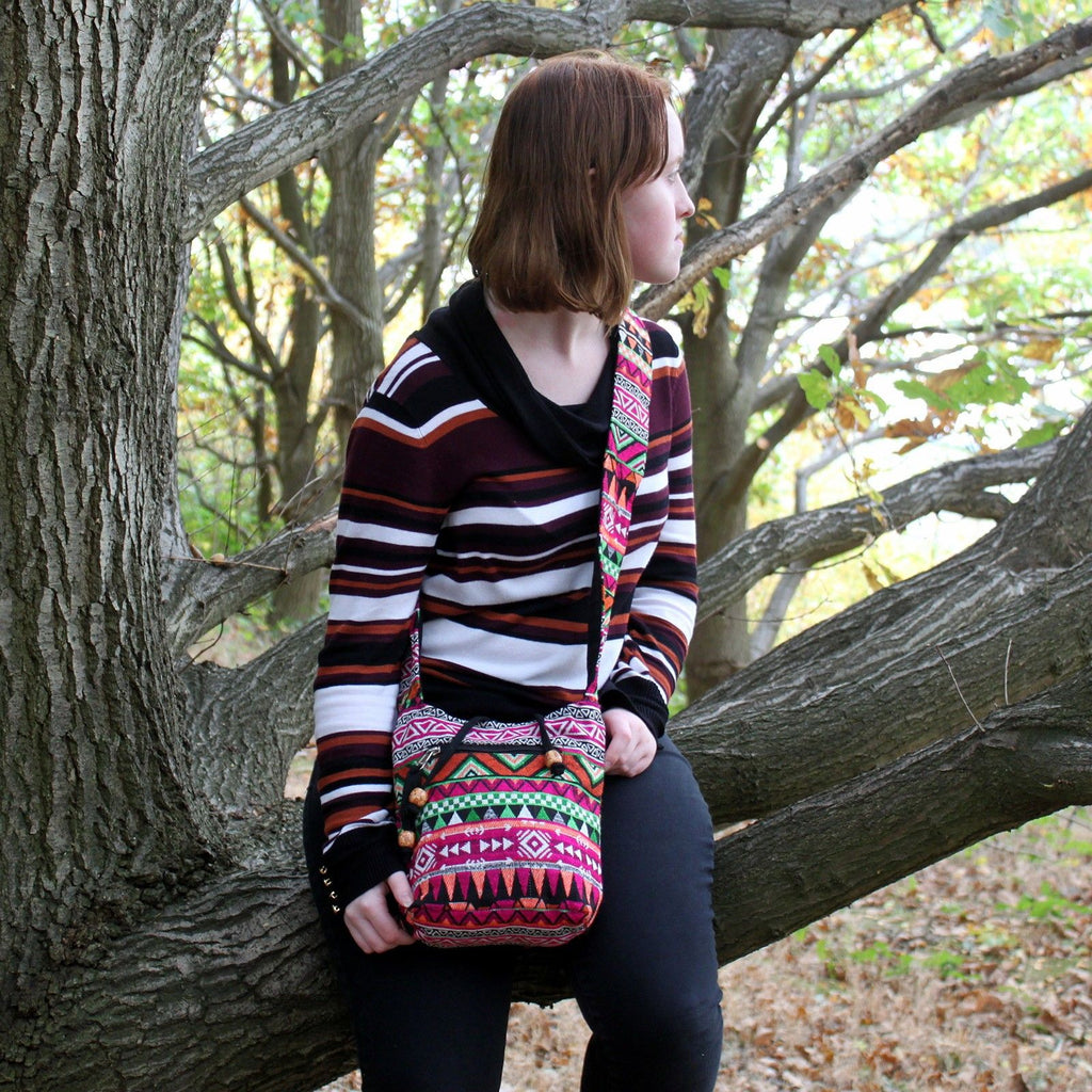 Pink Jacquard Sling Bag - Nepal Style – view 2