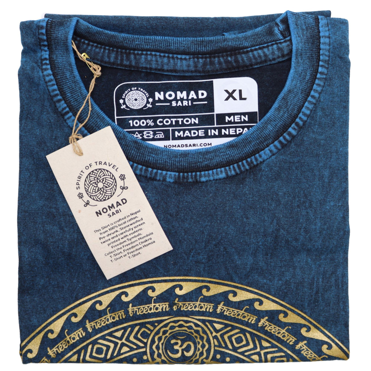 Nomad Sari Stonewashed T-Shirt - Chakra - Blue - XL