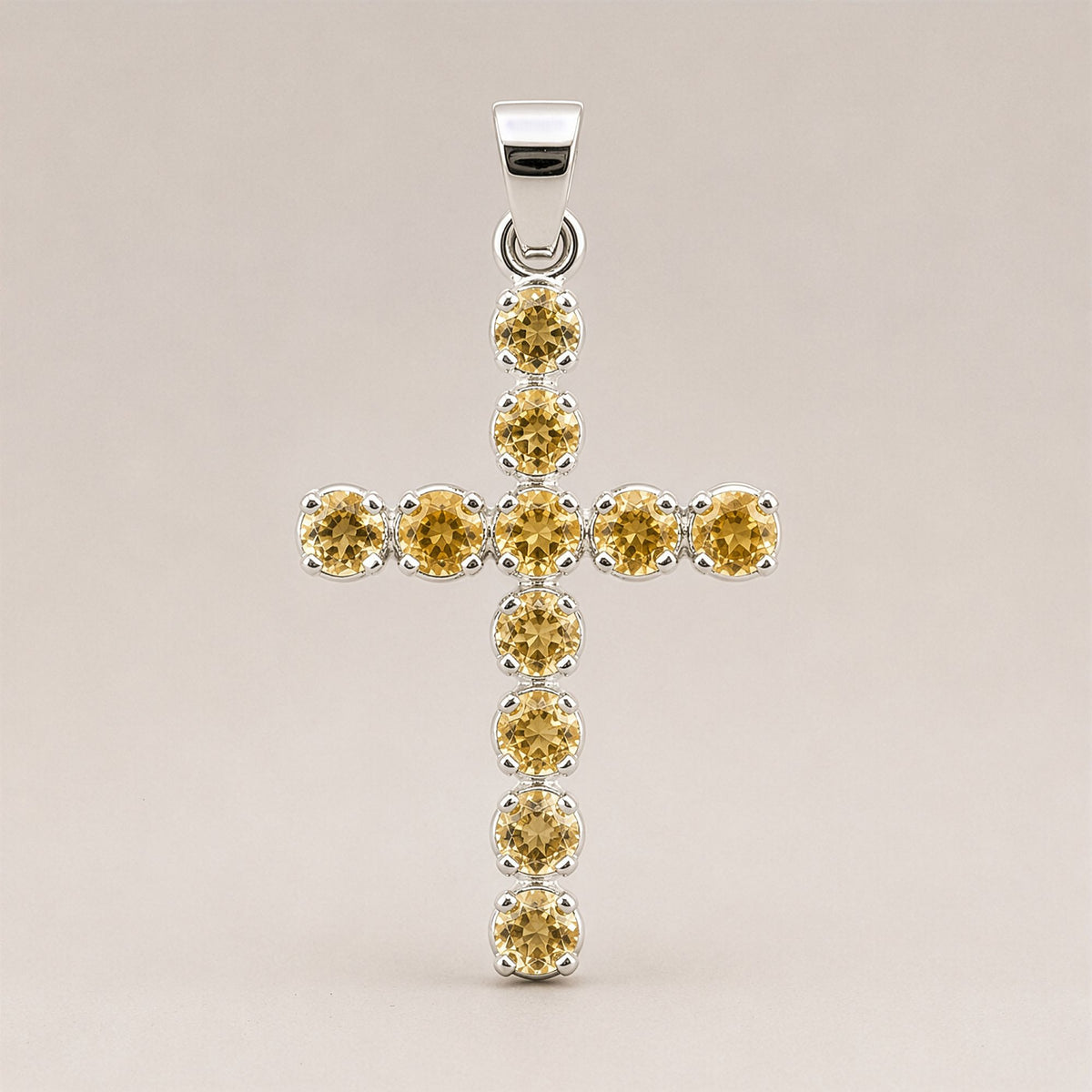 Citrine Crucifix Pendant - Silver Plated 45cm Chain – view 6