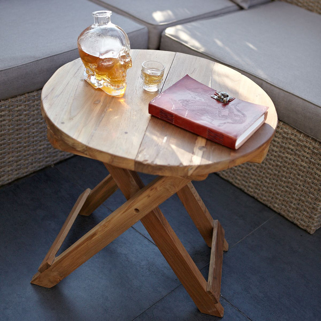 Round Folding Coffee Table, Recycled Teak - 50 cm – view 6