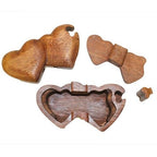 Twin Hearts Wooden Puzzle Box with Hidden Compartment – view 2