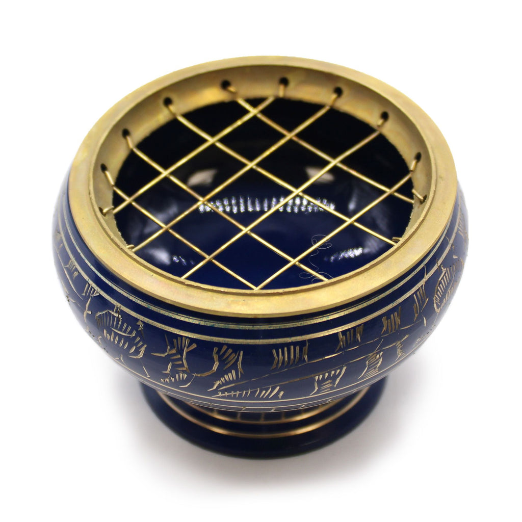 Throat Chakra Tall Brass Charcoal Incense Jar – view 5