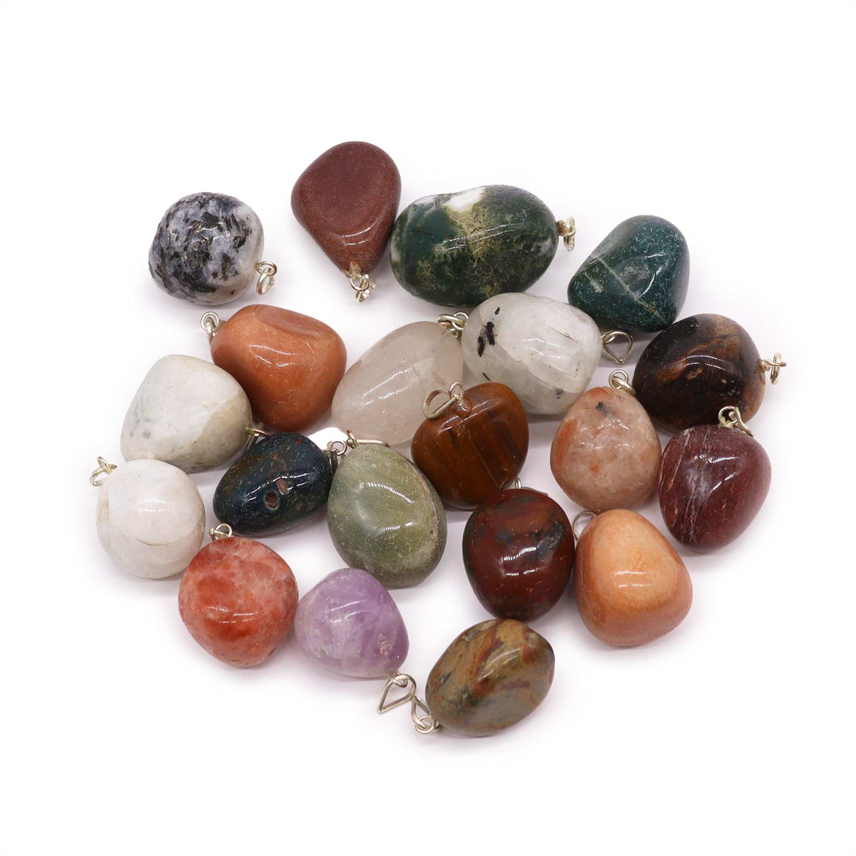 Silver Plated Tumbled Gemstone Pendant – view 3