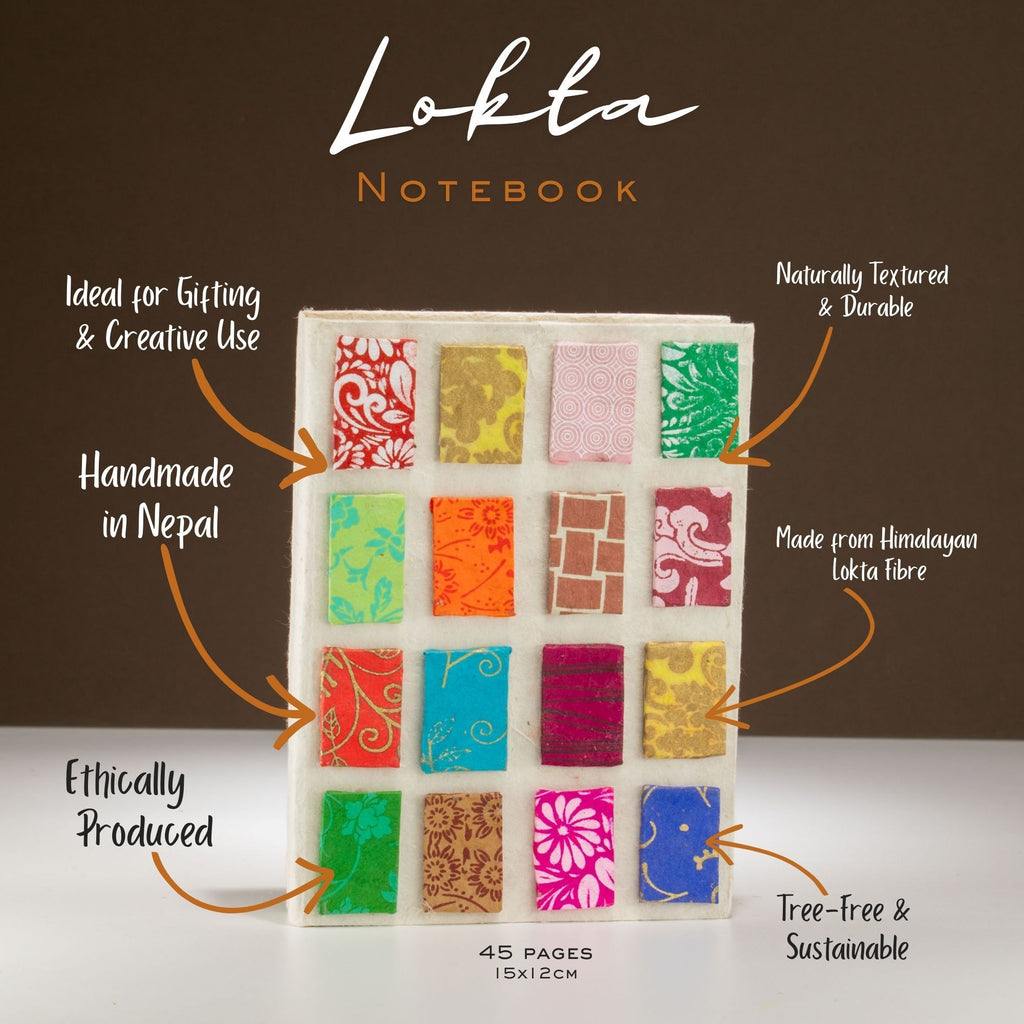 Lokta Mini Tiles Notebook – Medium – Natural
