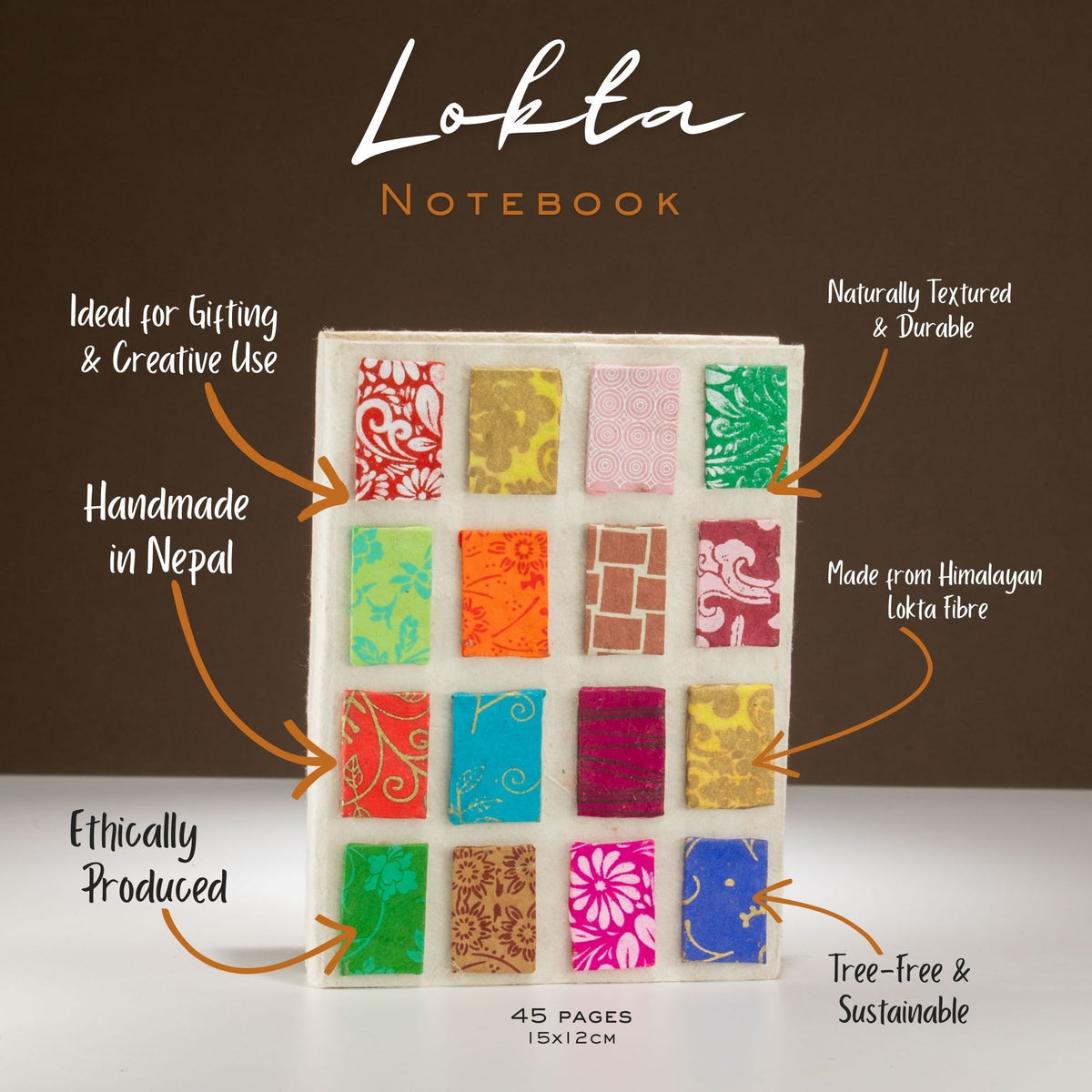 Lokta Mini Tiles Notebook – Medium – Natural