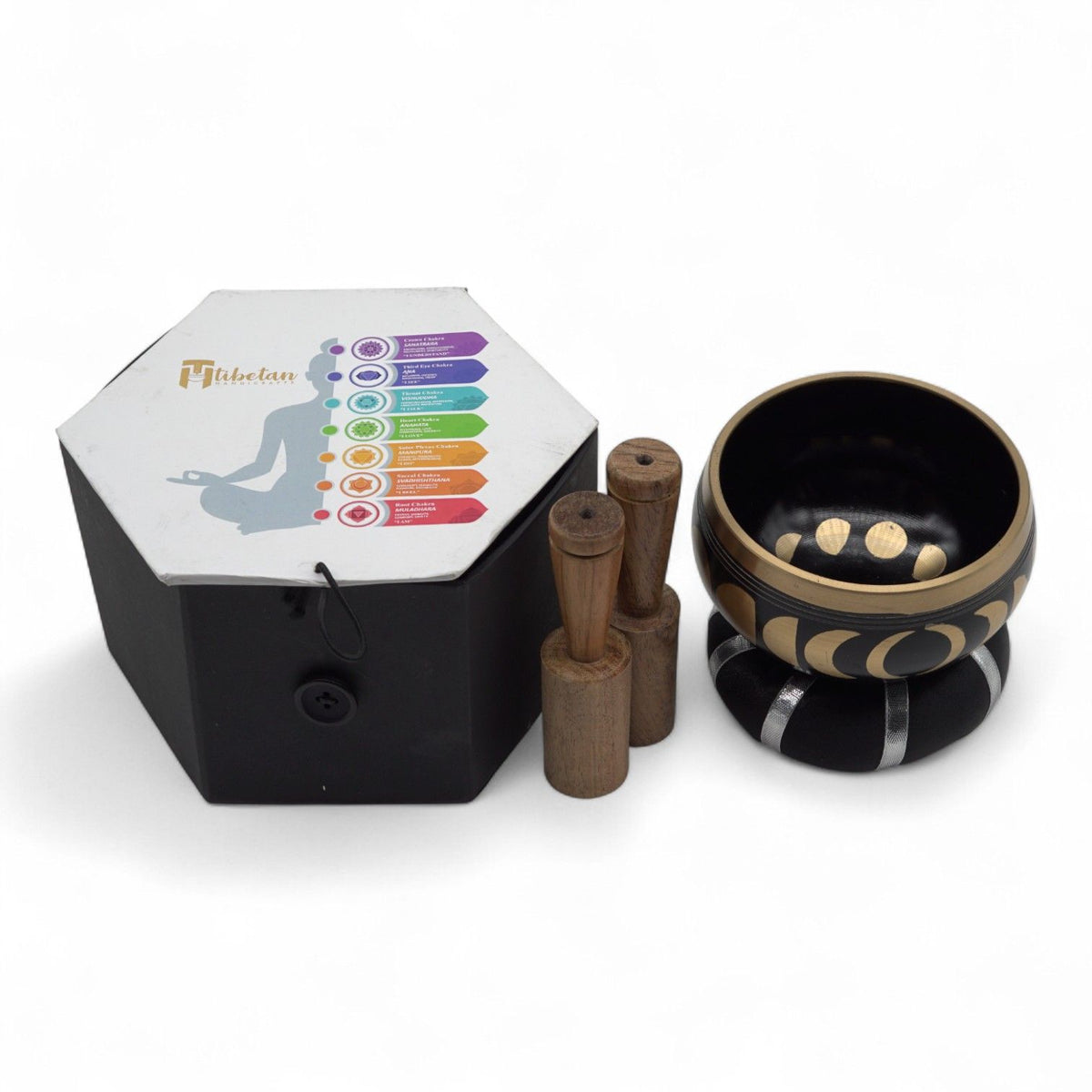 Moon Phase Singing Bowl Set - Black (10.7cm)