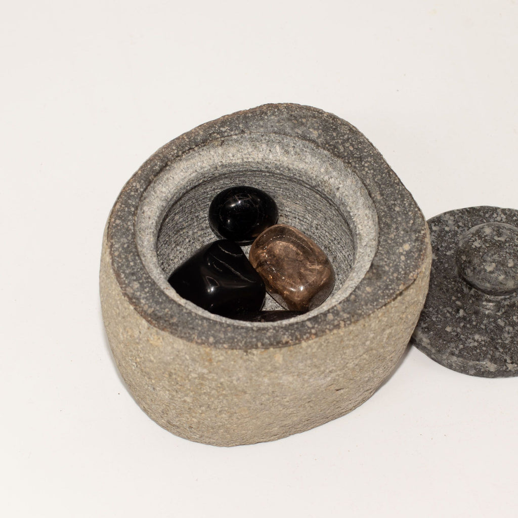 Natural Riverstone Grounding Pot - Small - approx 9x7cm – view 3