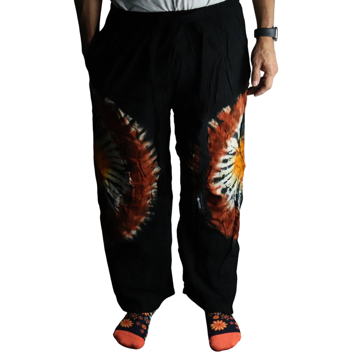 Japanese Style Lounge Pants - Black Chocolate and Orange - M – view 8