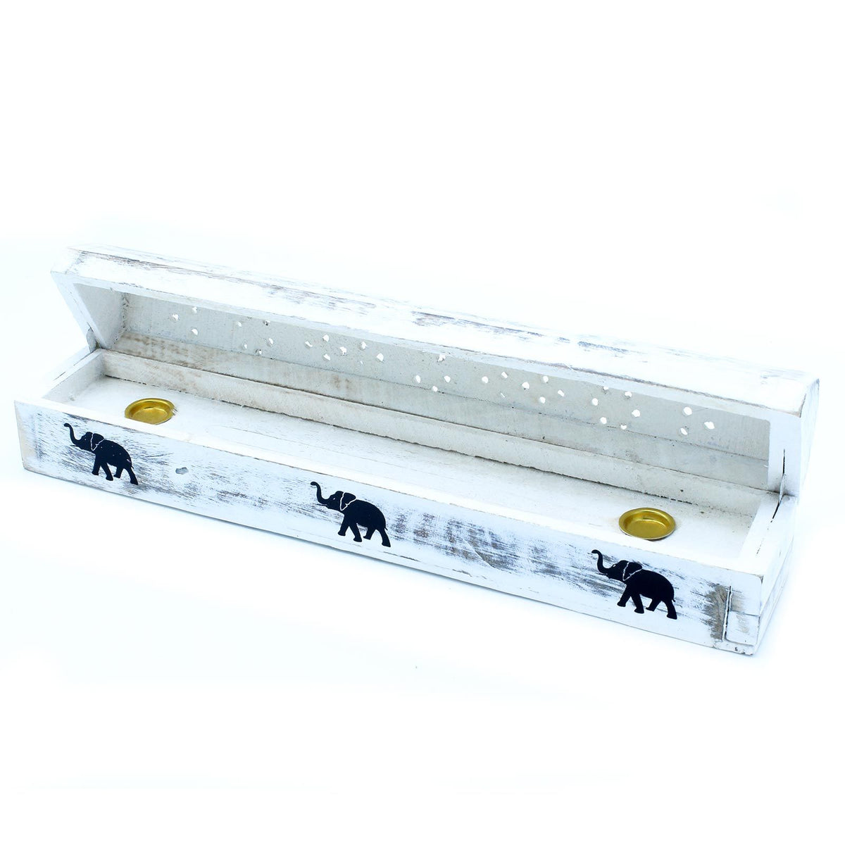 Whitewashed Mango Wood Incense Holder - Smoke Box 29cm