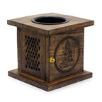 Large Mango Wood Box Oil Burner Buddha Design – view 4
