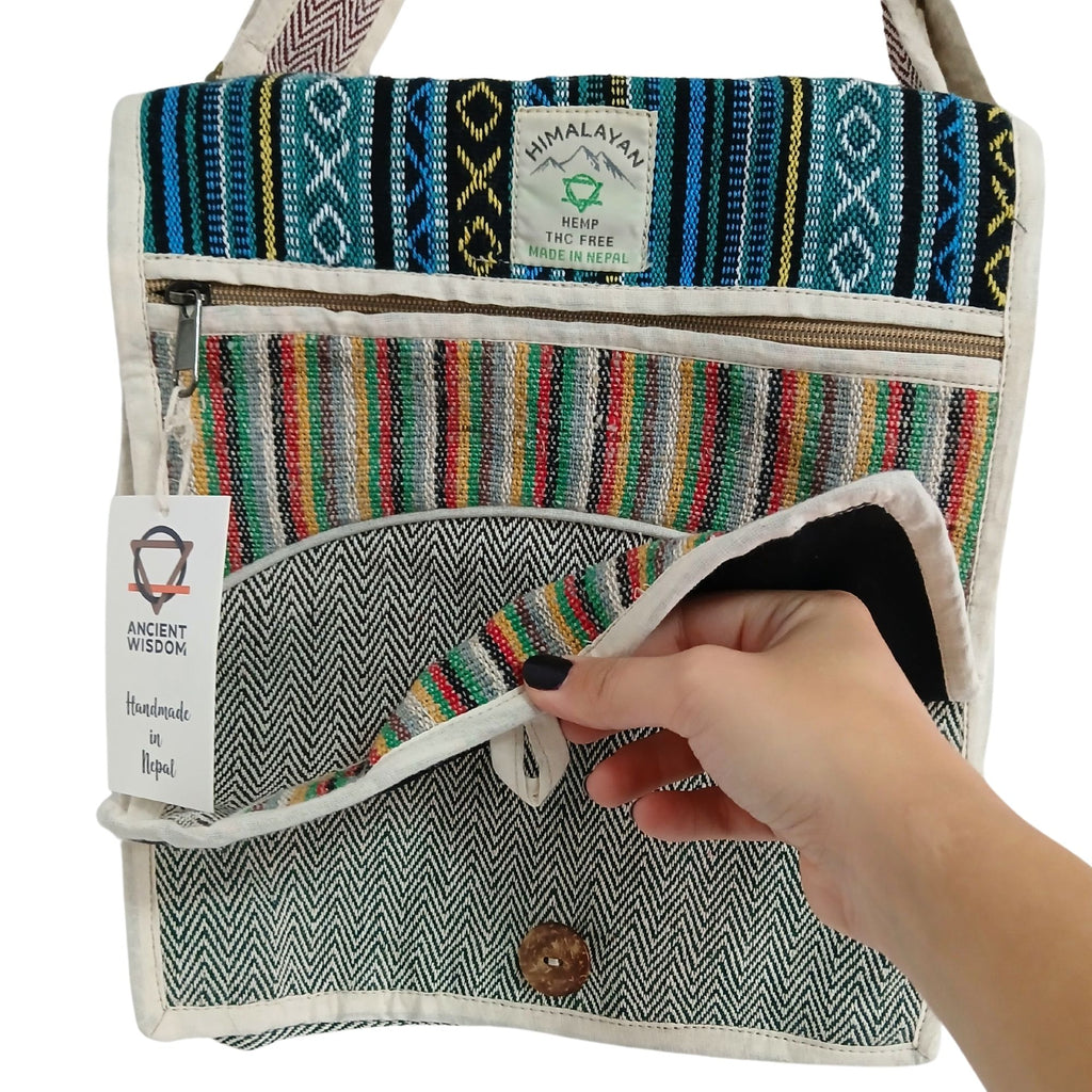 Hemp Laptop Messenger Bag - Curves – view 4