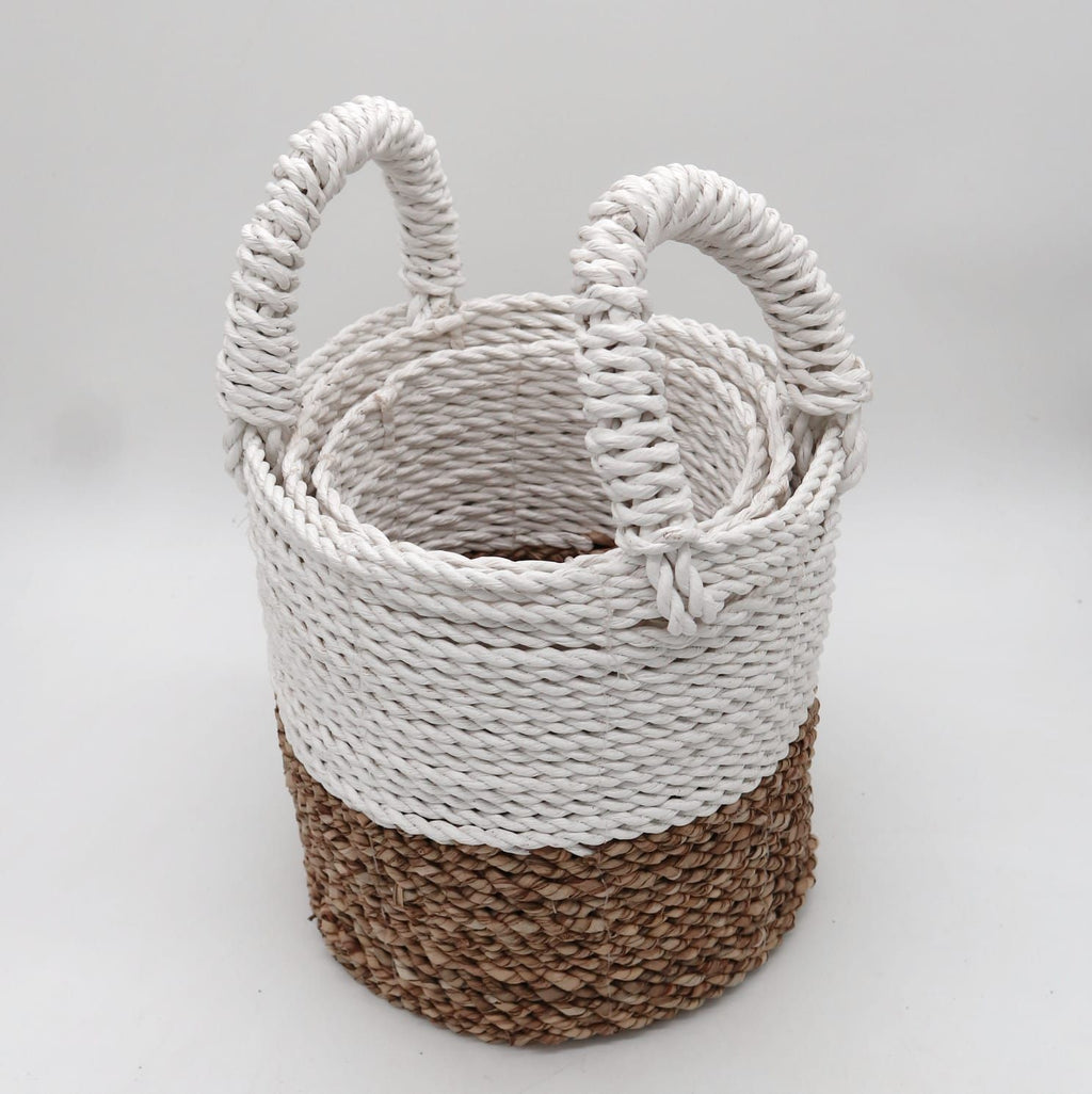 Seagrass Basket Set, 3 Pieces - Natural, White – view 7