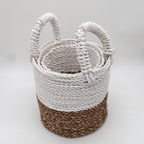 Seagrass Basket Set, 3 Pieces - Natural, White – view 7